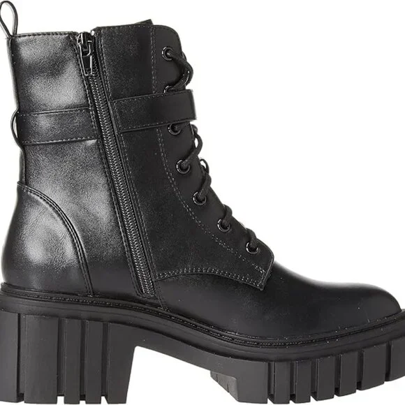 The Drop Women's Koi Buckle Lace Up Black Platform Combat Boots - Size 8 - Picture 6 of 6